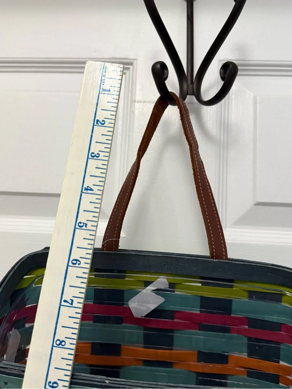 Longaberger Multicolor Woven Basket Tote - Teal, Orange, Lime & Magenta